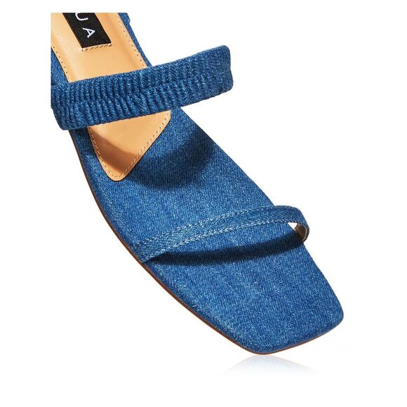 AQUA Womens Blue Stretch Livi Square Toe Block Heel Slip On Slide Sandals 7 M - Picture 4 of 4